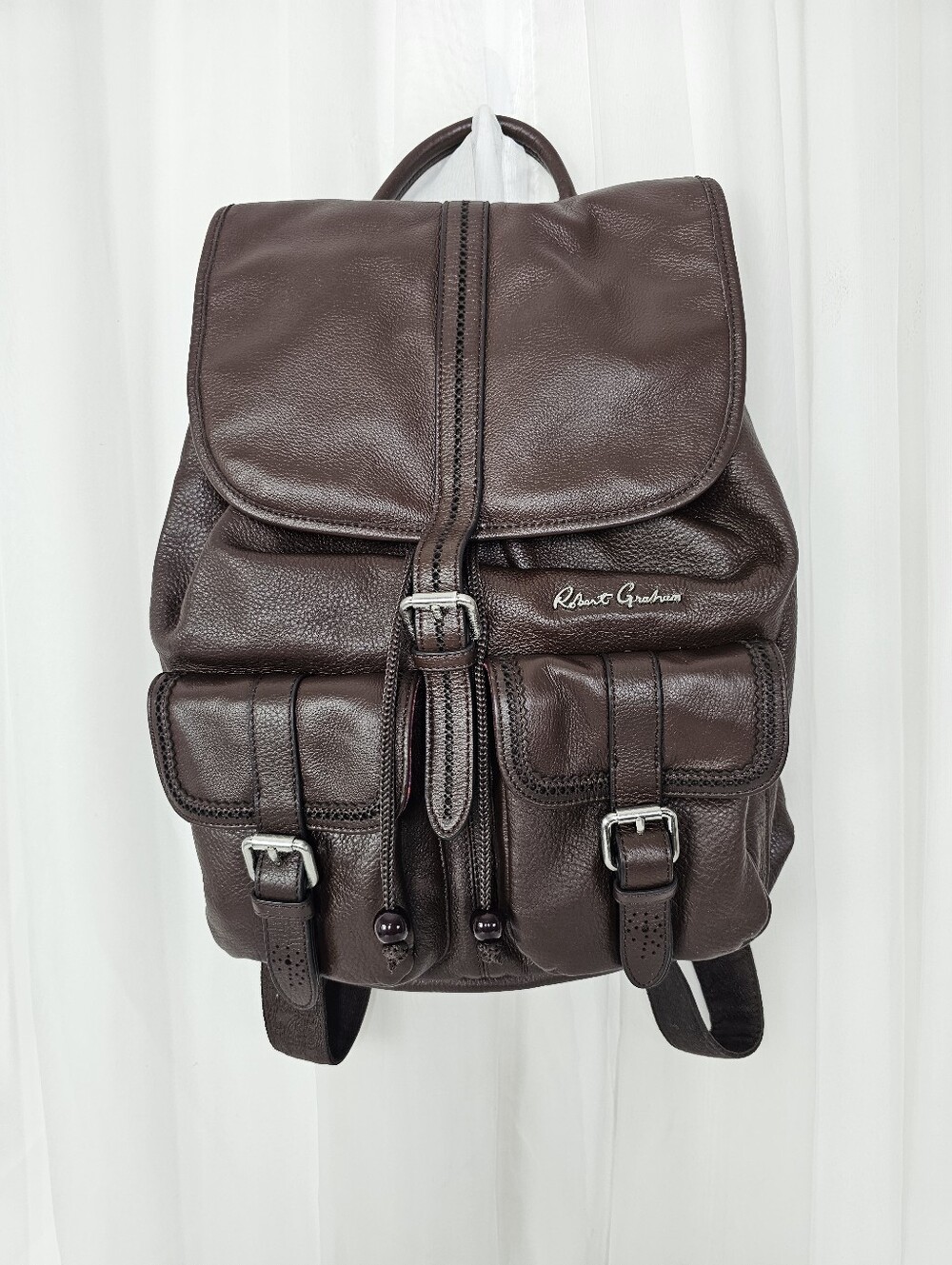 Robert Graham Armando Brown Leather Backpack NEW LUXE MSRP $495